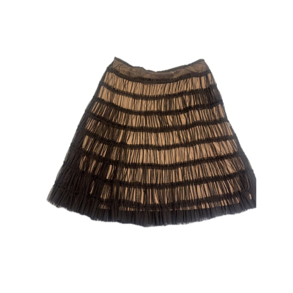 Black Mesh Overlay Skirt Nude Lining A-Line Illusion Formal Skirt Size‎ 14